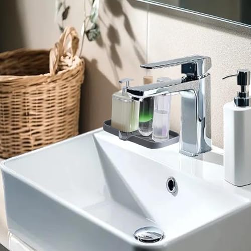 2 PC Sponge Stand for Kitchen Sink and Soap Tray for Bathroom Sink, Silicone Soap Tray with Drain and Toothbrush Holder, Utensil Dispenser, Tray, and Kitchen Tool Manager
