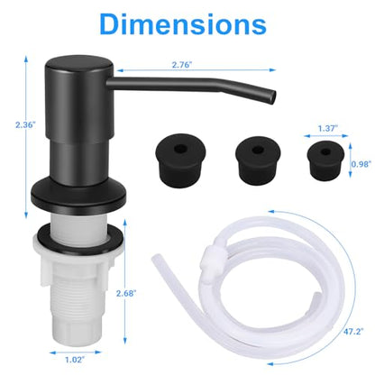 Soap Dispenser Kitchen Sink, Sink Soap Dispenser, 47" Extension Tube kit, Dish Soap Dispenser Pump, No Need More Refills (Black) - color: Black