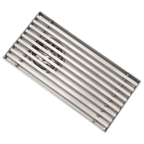 304 Stainless Steel Linear Shower Drain 8 Inch Long 20x10 cm Rectangular Floor Grate for 50 mm Pipe Middle Outlet (Side Drain) - size: Side Drain