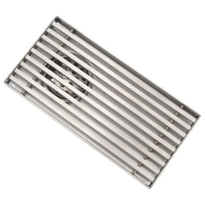304 Stainless Steel Linear Shower Drain 8 Inch Long 20x10 cm Rectangular Floor Grate for 50 mm Pipe Middle Outlet (Side Drain) - size: Side Drain