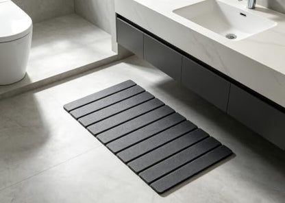 Foldable Stone Bath Mat Quick Dry Non-Slip 23.6 x 15.5 in Bathroom | Foldable Stone Bath Mat with Non-Slip, Diatomaceous Earth Bath Mat with Non-Slip Mat,Quick Dry, Stone Material, Bathroom Use - color: Grey
