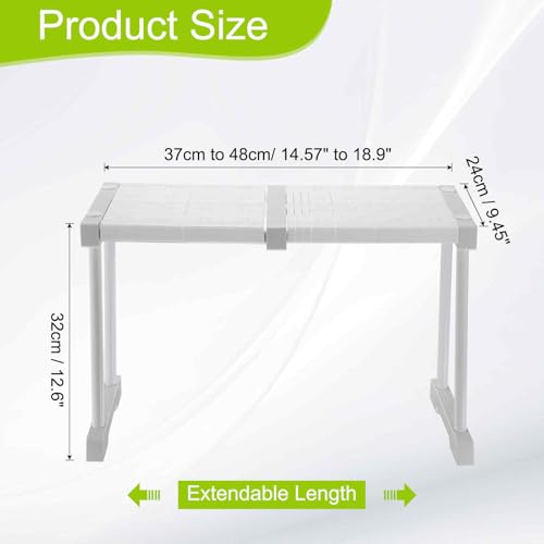 HARFINGTON Expandable Cabinet Tension Shelf 14.57" to 18.9" Adjustable Cabinet Organizer 32" x 9.45" Flower Pattern Table Storage Rack for Wardrobe Cupboard Kitchen Bedroom - size: 37cm to 48cm