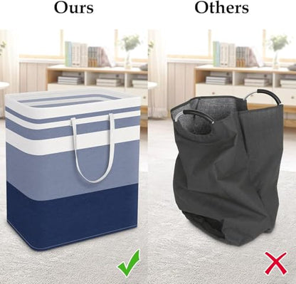 StorageRight Laundry Basket Hamper Large Collapsible Laundry Hamper with Easy Carry Handles，Freestanding Clothes Hampers for Laundry, Bedroom, Dorm, Clothes, Towels, 100L, Gradient Blue | Freestanding Clothes Hampers, Foldable design, with Easy Carry Hand