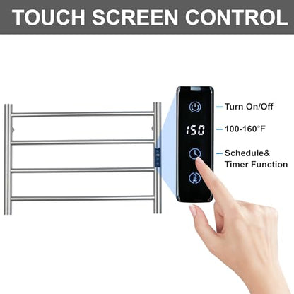 Electric Towel Rack with Voice Control for Alexa & Google Home,TUYA - Wall-Mounted Bathroom Heating Towel Warmer,Plug-in,Stainless Steel Material,16.54x23.62x5.51 in,Brushed，4 Bars - color: Brushed With Wifi, size: 4 Bar