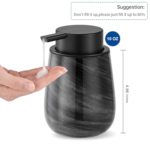 Marble Glass Liquid Soap/Lotion/Hand Sanitizer Pump Dispenser, Refillable for Kitchen and Bathroom Countertop (Black) - color: Black Liquid