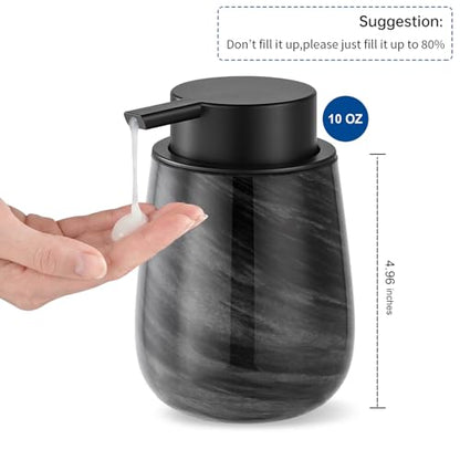 Marble Glass Liquid Soap/Lotion/Hand Sanitizer Pump Dispenser, Refillable for Kitchen and Bathroom Countertop (Black) - color: Black Liquid