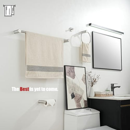 JQK Towel Bar Brushed, 14.5 Inch 304 Stainless Steel Thicken 0.8mm Towel Rack Bathroom Wall Mount, Useable Length 12 Inch, TB610L12-BN - color: Brushed Steel, size: 14.5 Inch