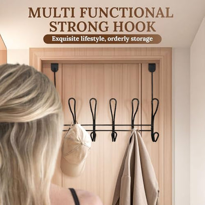 Twisted Design Over The Door Hook Rack With 12 Hooks - Towel, Coat Hanger for Bathroom, Bedroom or Laundry Room (Black) - style: Black with 12 Hooks