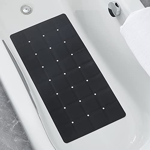 Webos Foldable Non Slip Silicon Bath Mat Bathtub mat Shower mats no Suction Cups for Textured Tub and Reglazed Tub(Foldable - Black, 28-inch x 14-inch) - color: Foldable-black