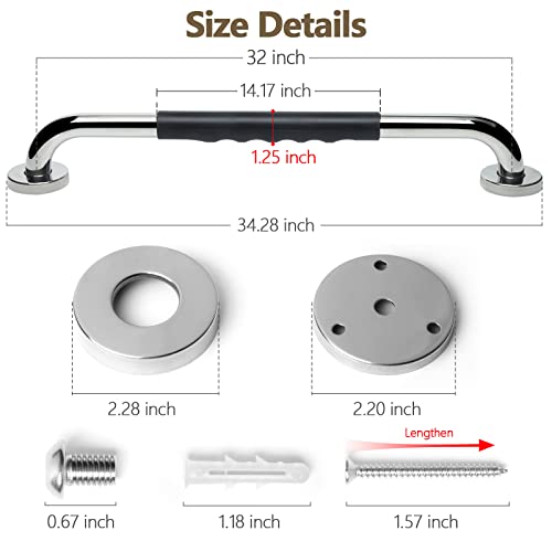 2 Pack Grab Bars for Showers 32 Inch Anti Slip | Shower Grab Bars for Seniors, Handicap Grab Bars for Wall Bathroom, Safety Bath & Shower Handles for Elderly - size: 32inch - silicone