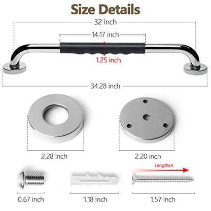 2 Pack Grab Bars for Showers 32 Inch Anti Slip | Shower Grab Bars for Seniors, Handicap Grab Bars for Wall Bathroom, Safety Bath & Shower Handles for Elderly - size: 32inch - silicone