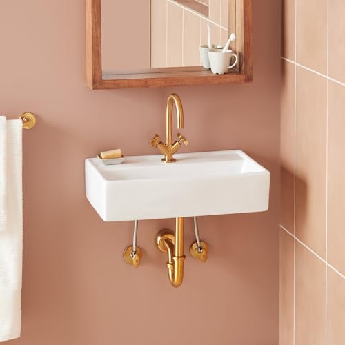 Signature Hardware 484632 Kaisy 22" Modern Porcelain Wall-Mounted Bathroom Sink with Overflow and Single Faucet Hole