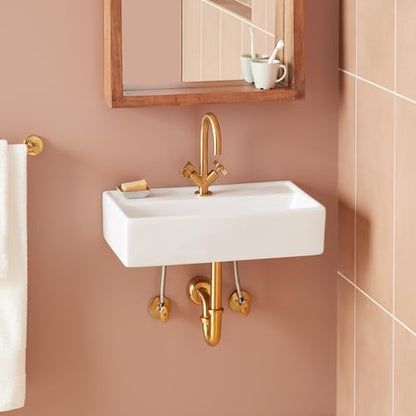 Signature Hardware 484632 Kaisy 22" Modern Porcelain Wall-Mounted Bathroom Sink with Overflow and Single Faucet Hole