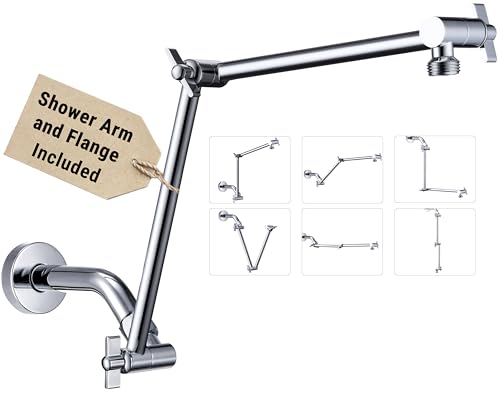G-Promise 18 Inch Shower Extender with 6 Inch Shower Arm and Flange(Chrome) | Solid Brass Construction, Height and Angle Adjustable, Standard Connection Thread, All Installation Tools Included - color: Chrome, style: 18 Inch