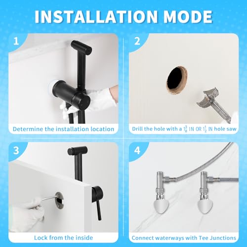 Matte Black Handheld Bidet Sprayer for Toilet Warm Water Mounted on the Bathroom Vanity，Stainless Steel Hot and Cold Bidet Sprayer with Brass Mixing Valve for Feminine Hygiene
