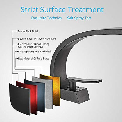 Matte Black Bathroom Sink Faucet, Unique Design and Pop Up Drain - color: Matte Black