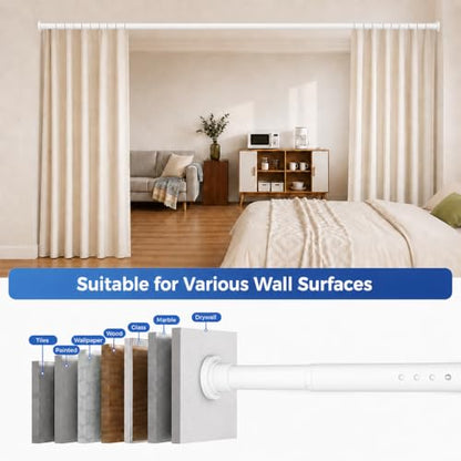ALLZONE Tension Curtain Rod for Window, 83-123 Inches, Heavy Duty Curtain Rods No Drilling, Non-Slip Bathroom Shower Tension Rod, Renter Friendly, Adjustable, Spring Loaded, Extra Long, White - color: White, size: 83-123 Inches