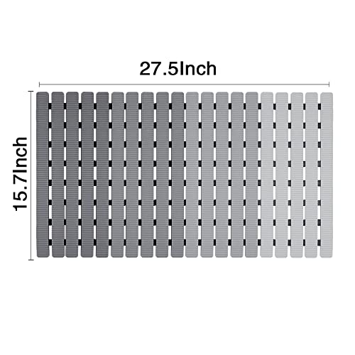 BEMISO Shower Mat Non Slip Bathtub Mat with Suction Cups and Drain Holes 27.5 x15.7 Inch Bath Mat for Tub & Shower.Easy Dry,Easy to Cut,Eco-Friendly - color: Gradient Grey, size: 27.5 x 15.7 inches