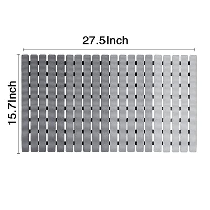 BEMISO Shower Mat Non Slip Bathtub Mat with Suction Cups and Drain Holes 27.5 x15.7 Inch Bath Mat for Tub & Shower.Easy Dry,Easy to Cut,Eco-Friendly - color: Gradient Grey, size: 27.5 x 15.7 inches