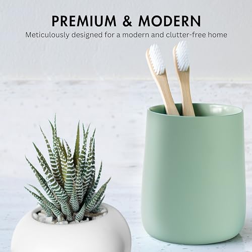 Yew Design Matte Green Bathroom Toothbrush Holder Cup - Round - color: Round Matte Sage Green