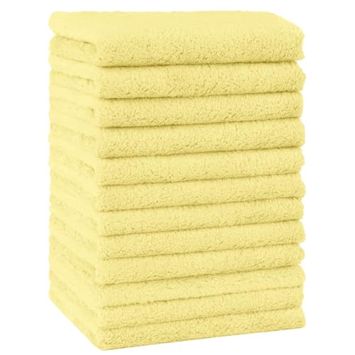 HOMEXCEL Baby Washcloths 12 Pack Microfiber Coral Fleece Soft Wash Cloths | Extra Absorbent, Gentle on Sensitive Skin, for Newborn Infants & Toddlers, Baby Bath Face Towel Reusable, 7 x 9" Yellow - color: Yellow, size: 7" x 9"-12 Pack