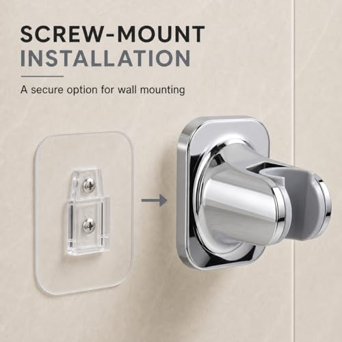 Hand Held Shower Head Holder, Adhesive Showerhead Bracket, Angle Adjustable Shower Wand Holder Wall Mounted, Chrome - color: Chrome