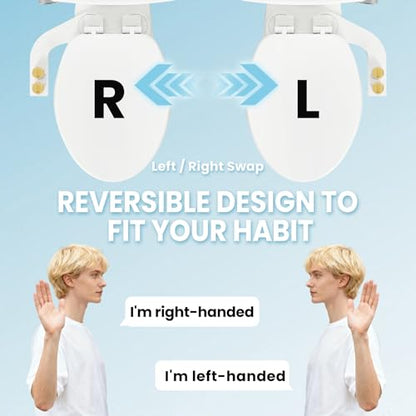 Toilet Bidet With Left/Right Side Reversible Design, Fresh Water, Non-Electric, Toilet Bidet Attachment, Right/Left Hand Side with Dual Nozzle, Self-Clean, Easy to Install (Bamboo Knob) - color: Bamboo Knob