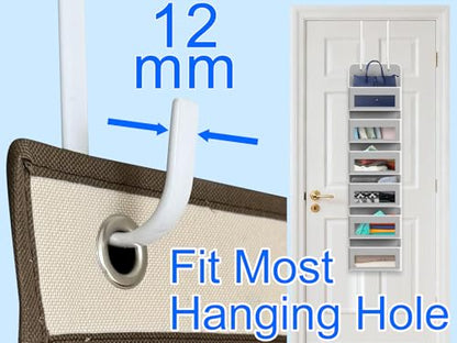 Single Long Over Door Steel Hooks 4 Pack Fit 1-3/8" Door 10" White | Plastic Coated Rubber Feel Towel Rack Robe Coat Shoe Wreath Hanger No Damage No Scratch for Bathroom Heavy Duty Thin Top