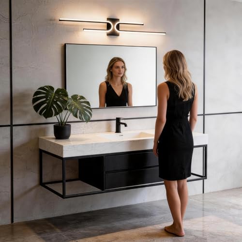 Vanity Light for Bathroom Lighting Over Mirror Black Dimmable 3CCT Vanity Lighting Fixture Modern Bath Vanity Bar 39in Led Bathroom Wall Sconce Lighting for Bedroom Living Room with Remote Control - color: Black B