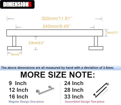 12 Inch Towel Bar 2 Pack for Bathroom 9/12/16/24/28/33 Inch Kitchen Hand Towel Holder Brushed Nickel Stainless Steel 304 RUSTPROOF Wall Mount Towel Rod 2 of Pack (2, Brushed Nickel, 12 Inch) - color: Brushed Nickel, size: 12 Inch