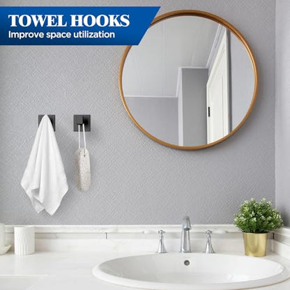 10-Pieces Matte Black Bathroom Accessories Set, 16 Inch Bath Towel Bar Set, SUS 304 Stainless Steel Bathroom Hardware Set, Towel Holder, Towel Racks for Bathroom Wall Mounted - color: Matte Black-10pcs