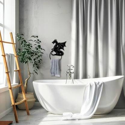 MAYJOYDIY Dragon Pattern Towel Ring Metal Hand Towel Holder Flying Dragon Side Towel Ring Wall Mounted Animal Hand Towel Holder Metal Round Towel Rack for Bathroom Home Hanging Accessories - color: Dragon Pattern
