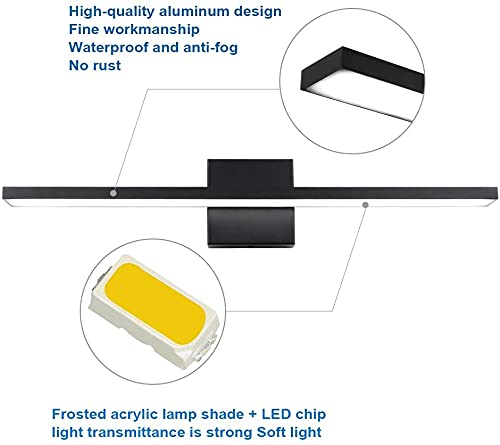 Ralbay 24in Dimmable Black Vanity Light with Remote Control Color Temperature Adjustable 20W Modern LED Bathroom Lighting Fixture - color: Black-Remote Control, size: 24 inch
