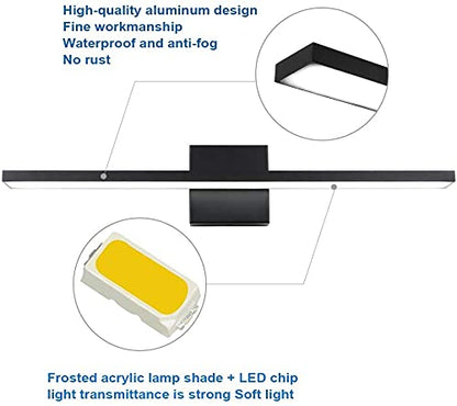 Ralbay 24in Dimmable Black Vanity Light with Remote Control Color Temperature Adjustable 20W Modern LED Bathroom Lighting Fixture - color: Black-Remote Control, size: 24 inch