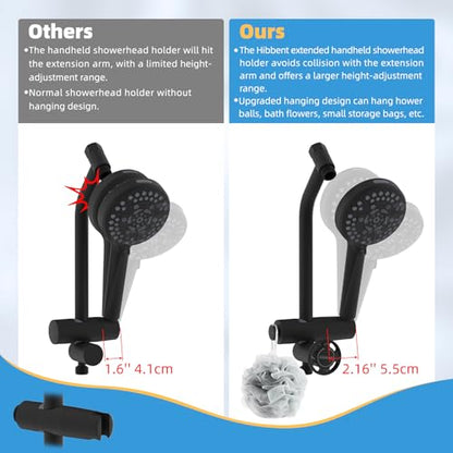 Hibbent All Metal 4 Way Shower Diverter, Showerhead Holder, Matte Black | Easy Reach Diverter Valve with Pause Mode, 13.5" Stainless Steel Slide Bar, 4-Setting Replacement for Handheld & Fixed Shower - color: Matte Black