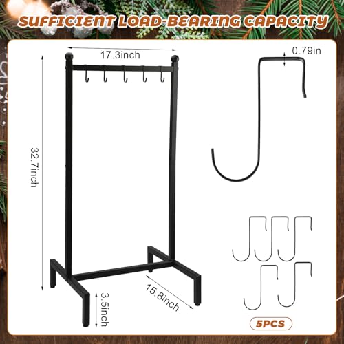 Zonon Christmas Stocking Holder Stand for Floor Free Standing Stocking Hangers with Removable Hooks and Wheels Heavy Duty Metal Rack with Stable Base for Home Mantel Bathroom Towel Blanket Display