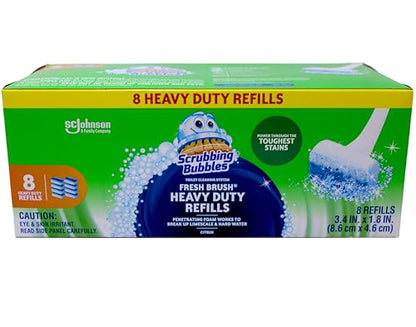 Scrubbing Bubbles Heavy Duty Refills Fresh Brush Toilet Cleaning System 8 Count Refill pack of 3 (Package Image May Vary)