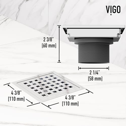 VIGO Elan 4.38 in. W x 4.38 in. L Square Shower Drain in Chrome - VG07004CH - color: Chrome, size: 4 in.