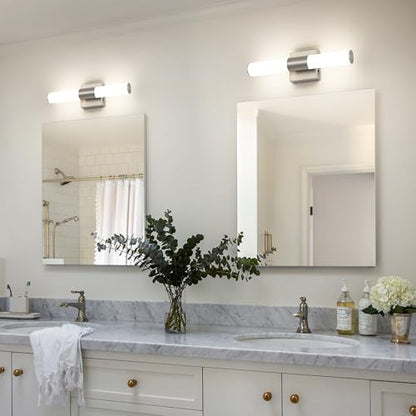 Brushed Nickel Vanity Light for Bathroom Lights Fixtures Over Mirror 5CCT Dimmable Vanity Light Bar 15.74-Inch 12W Bathroom Lighting Fixtures for Mirror - size: 15.74 in-12W-5CCT