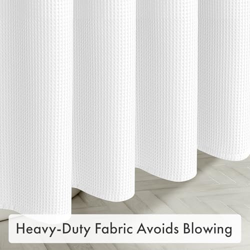 AmazerBath Extra Long Shower Curtain 90 Inches Long, White Shower Curtain Extra Tall 72x90 Inches, Fabric Shower Curtains for Bathroom, Heavy Duty 240G Waffle Textured, Rustproof Metal Grommets - color: White, size: 72"W x 90"L (Pack of 1)