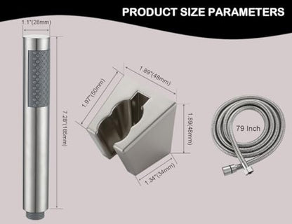 3-Piece Handheld Shower Wand with Long Hose – Brushed Nickel | Complete Shower Head Set with Bracket – Perfect for RV, Dog Bath & Full-Body Rinse. 79" Extra Long Hose. Easy Install. - style: 1 Function