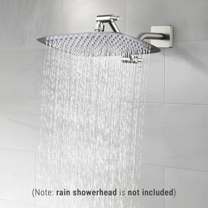 G-Promise 6 Inch Shower Extender with 6 Inch Arm and Flange(Brushed Nickel) | Solid Brass Construction, Height and Angle Adjustable, Standard Connection Thread, All Installation Tools Included - color: Brushed Nickel, style: 6 Inch