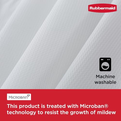 Rubbermaid White Shower Curtain Liner: Waterproof Fabric Shower Liner for Bathroom, with 2 Magnets and Rustproof Grommets, 70x72, Standard Size, White - color: White
