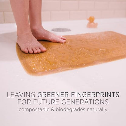 HEVEA Baby & Toddler Bath Mat - 100% Natural Rubber Non Slip Bathtub Mat for Baby - Upcycled, Danish Design - Safe & Sustainable Bathroom Essential (Natural) - color: Natural, size: 21.7" x 12.6" (Rectangular)