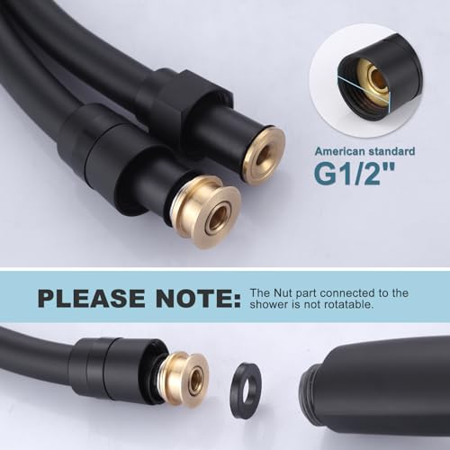 Aleasha Extra Long PVC Shower Hose Replacement for Bathing, Toilet Cleaning, Dogs - Matte Black 120 Inch Shower Hose - color: Black, size: 120inch