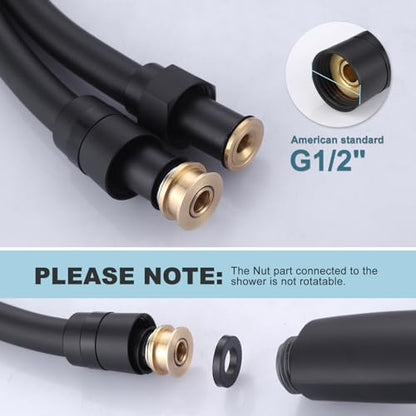 Aleasha Extra Long PVC Shower Hose Replacement for Bathing, Toilet Cleaning, Dogs - Matte Black 120 Inch Shower Hose - color: Black, size: 120inch