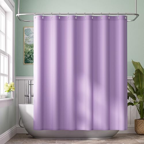 Lavender Purple Shower Liner Cloth Waterproof, Soft Shower Curtain Liner Fabric with Weighted Stones, Washable Shower Curtain and Liner 2-in-1, 120G Heavy Duty, 12 Grommet Holes, 72 x 72 Inches - color: Lavender Purple, size: 72"W x 72"L (Pack of 1)