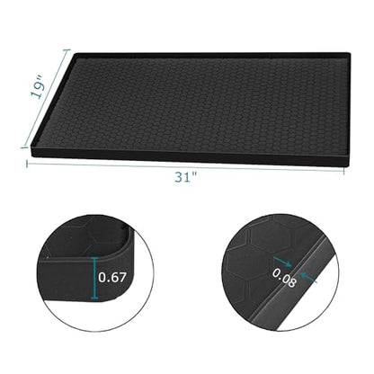 Under Sink Mat 31 x 19, Silicone Under Sink Liner for Kitchen Waterproof Bathroom Cabinet Mat, Black - color: Black, size: 19"W x 31"L