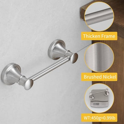 Bathroom Toilet Paper Holder Wall Mount Tissue Holder Brushed Nickel | Rustproof Toilet Tissue Roll Holder, Flexible Double Post Pivoting Handle, Bathroom Accessories SUS304 Stainless Steel - color: Brushed Nickel