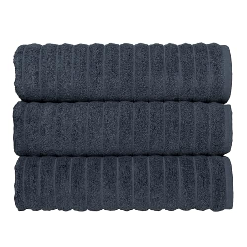 Classic Turkish Towels CTT - Luxury 3 Piece Jumbo Bath Sheets, 100% Turkish Cotton, Absorbent & Ultra Comfy Bath Towel Sheets for Hotels & Spa | 40"x65" (Dark Blue) - color: Dark Blue, size: 3-Piece Bath Sheets